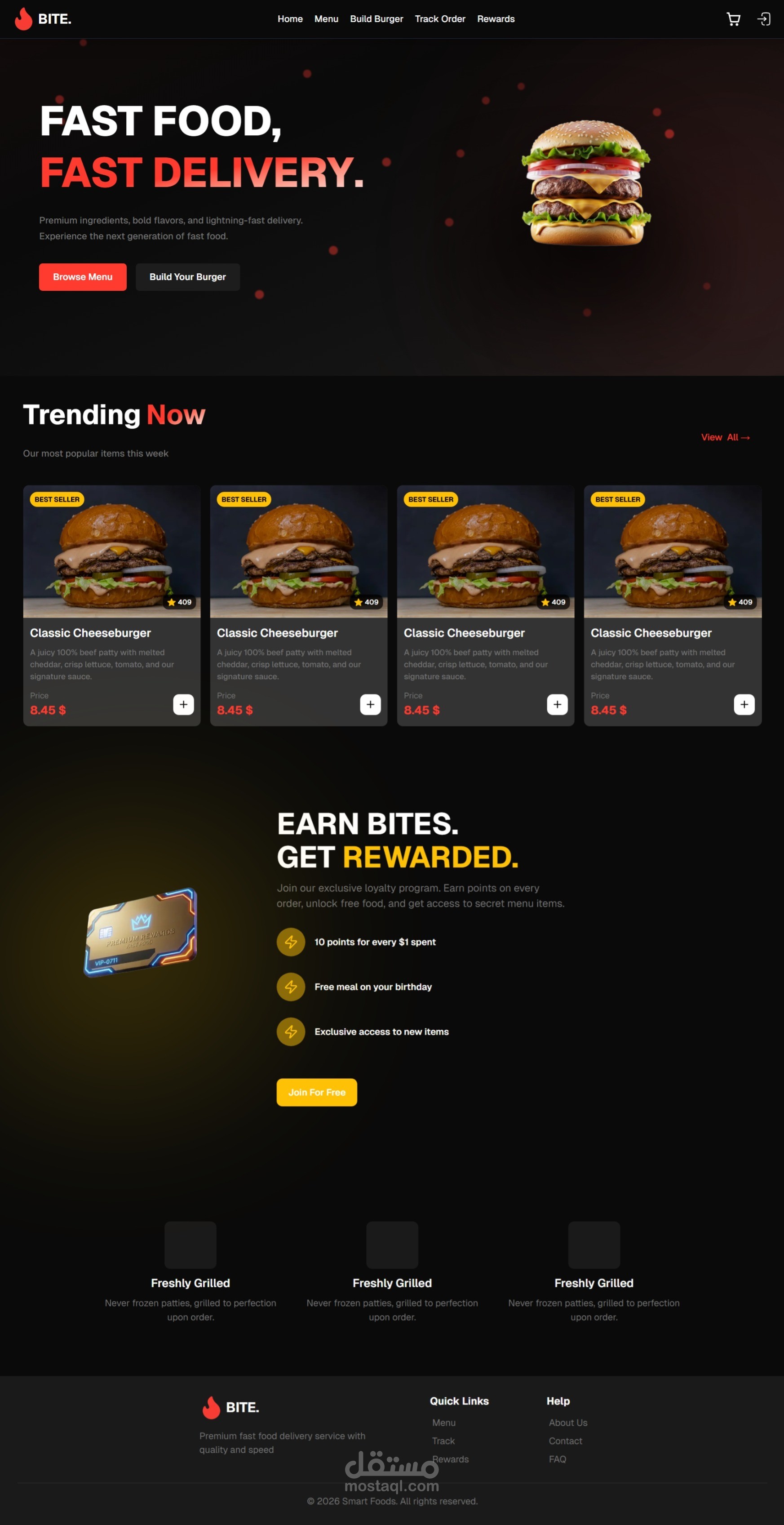 صفحه هبوط ( landing page ) لمطعم