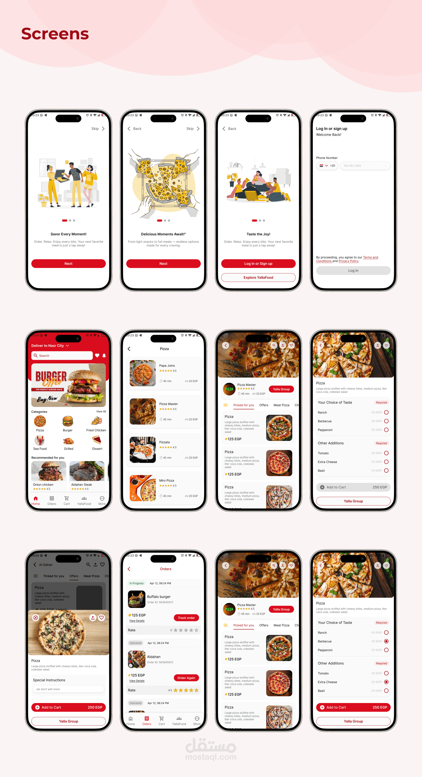 YallaFood هو تطبيق لتوصيل الطعام يركّز على ميزة الطلب الجماعي بين الأصدقاء أو زملاء العمل.