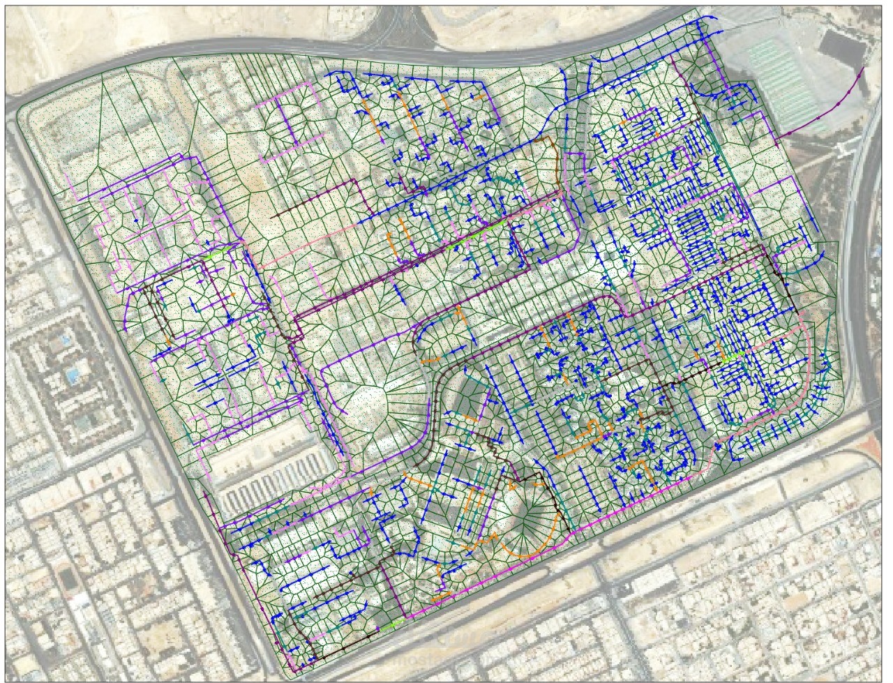 تحليل وإعادة تصميم شبكة السيول لجامعة الإمام