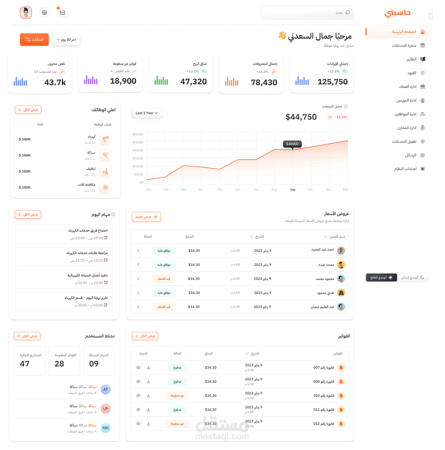 نظام ERP لإدارة الحسابات: تصميم واجهة وتجربة مستخدم