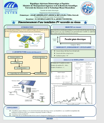 Conception d’un poster scientifique sur Dimensionnement et architecture des centrales photovoltaïques