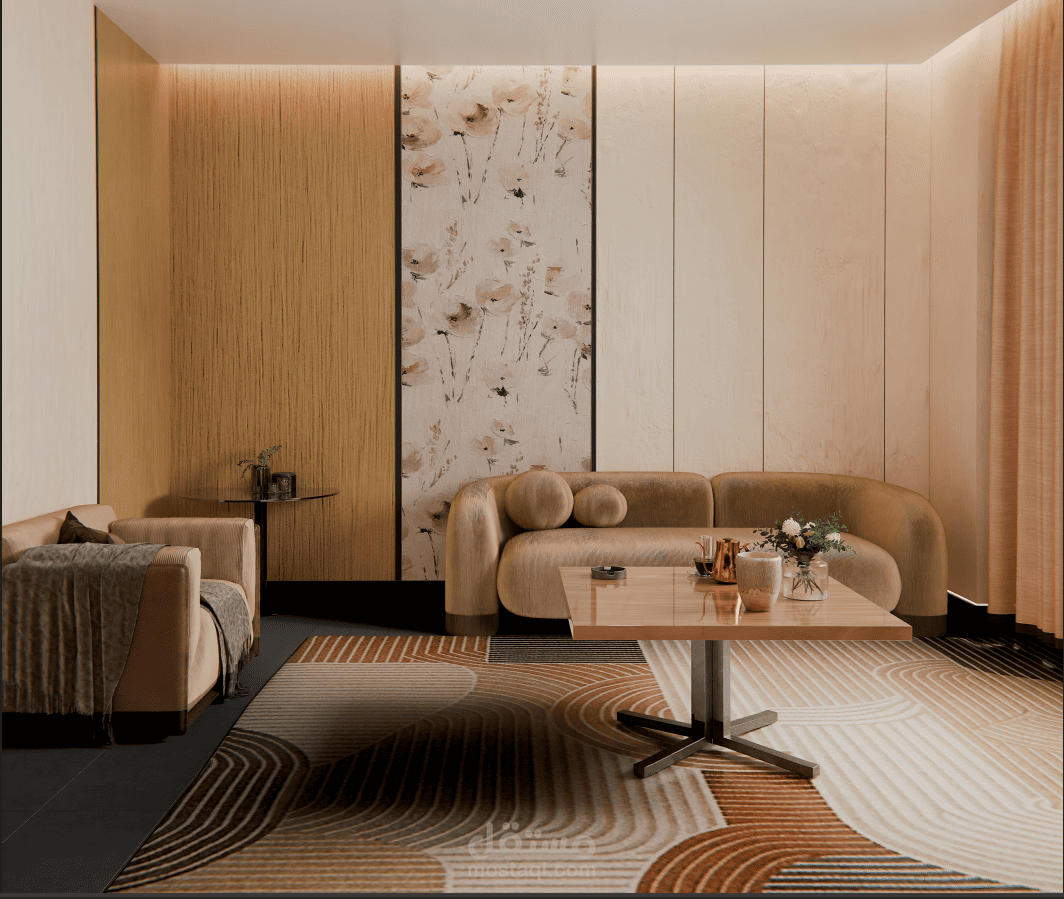 Modern Living Room Interior Design & 3D Visualization