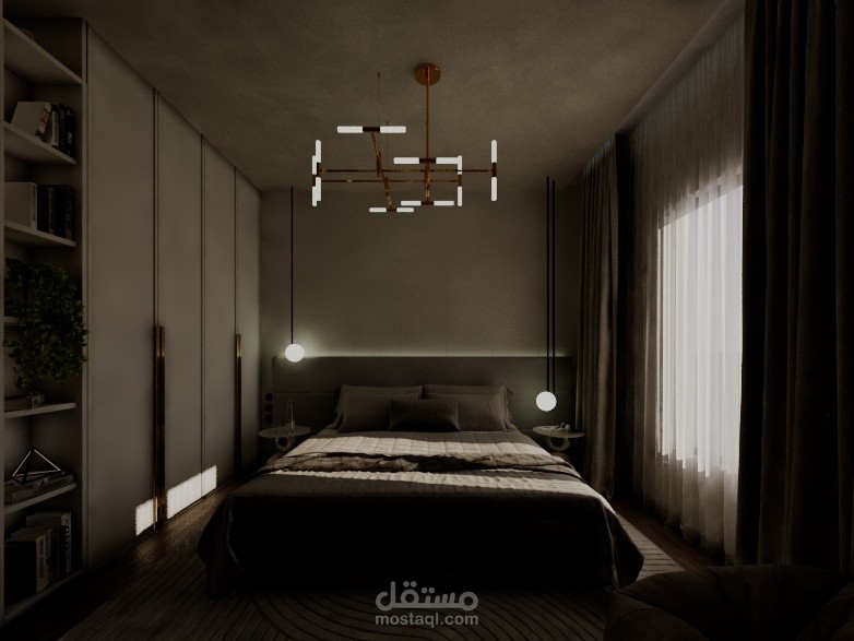 لقطه ليليه لغرفه نوم 3D