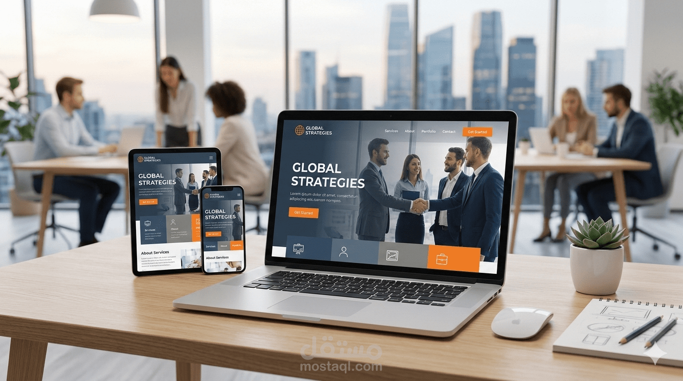 تصميم موقع أعمال احترافي بتصميم عالي الجودة