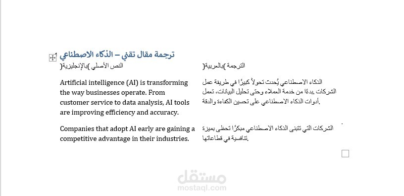 رجمة مقالة تقنية من الإنجليزية إلى العربية