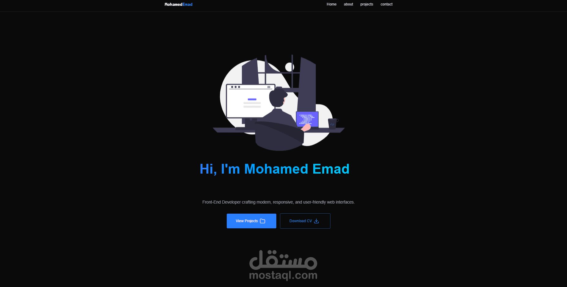 موقع بورتفوليو شخصي باستخدام React و Tailwind CSS
