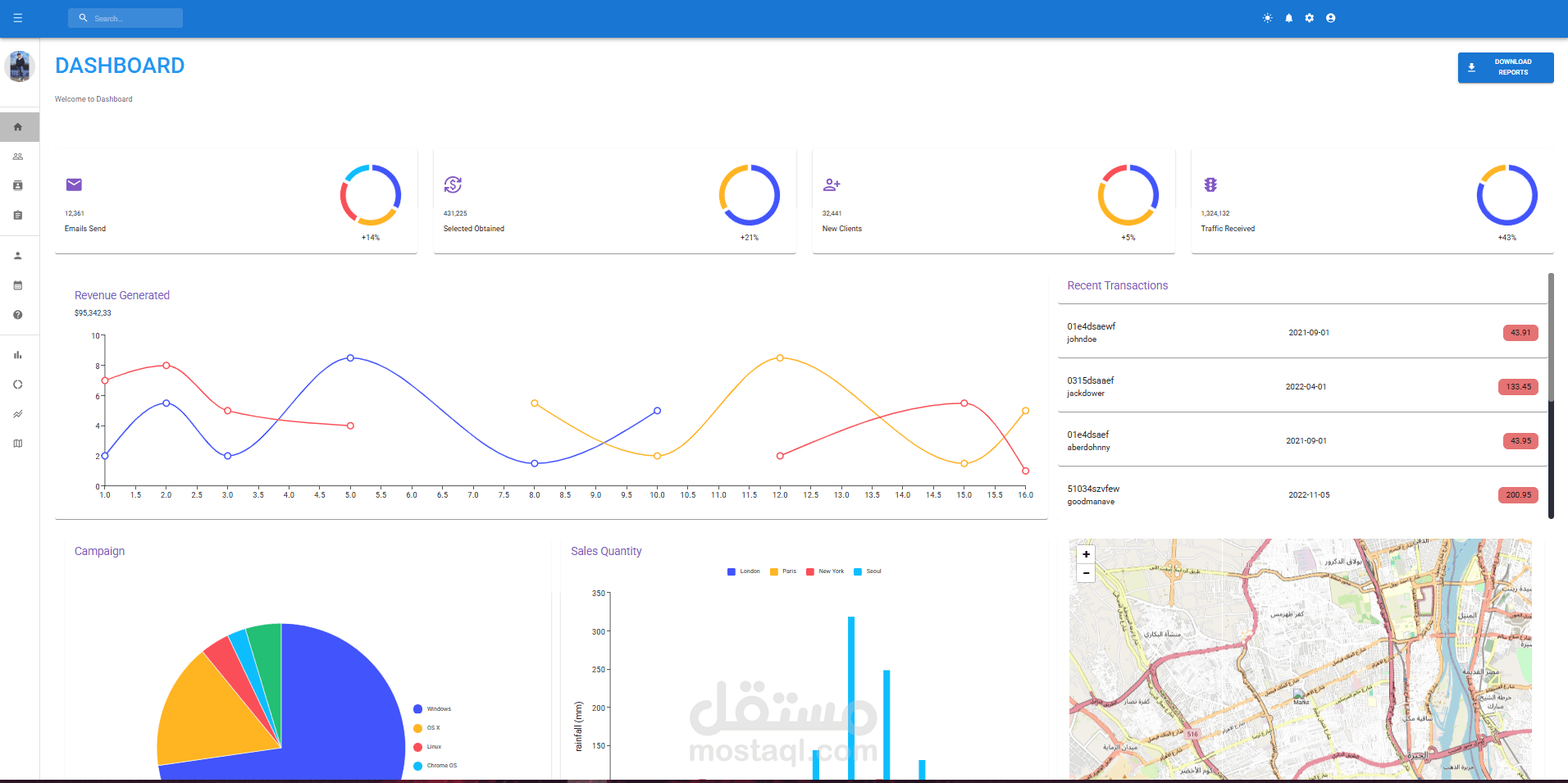 لوحة تحكم إدارية متجاوبة باستخدام React و Material UI