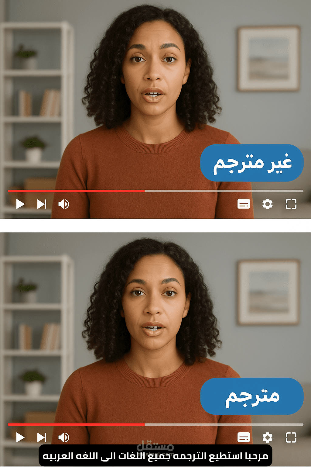 ترجمه مقابلات ومقاطع فيديو من كل اللغات الى اللغه العربيه