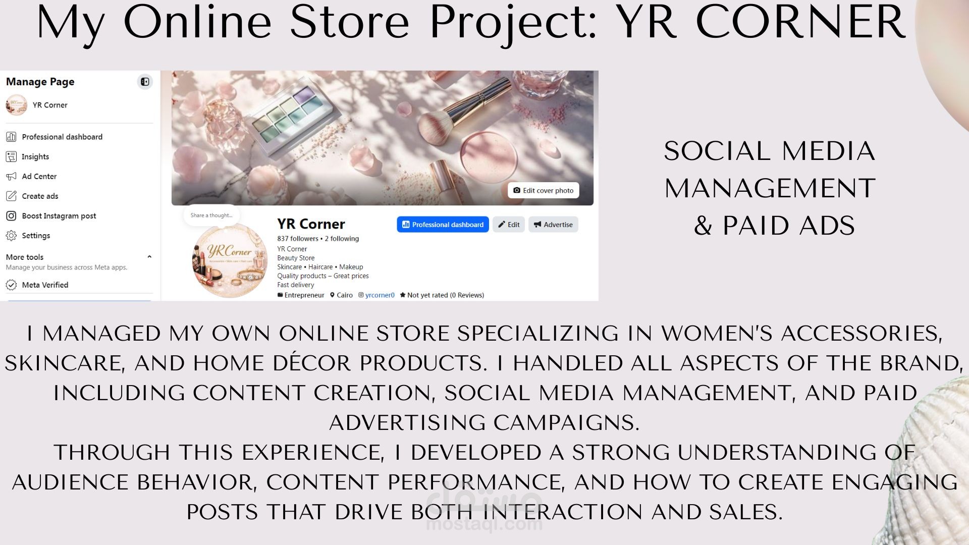 My Online Store Project: YR CORNER