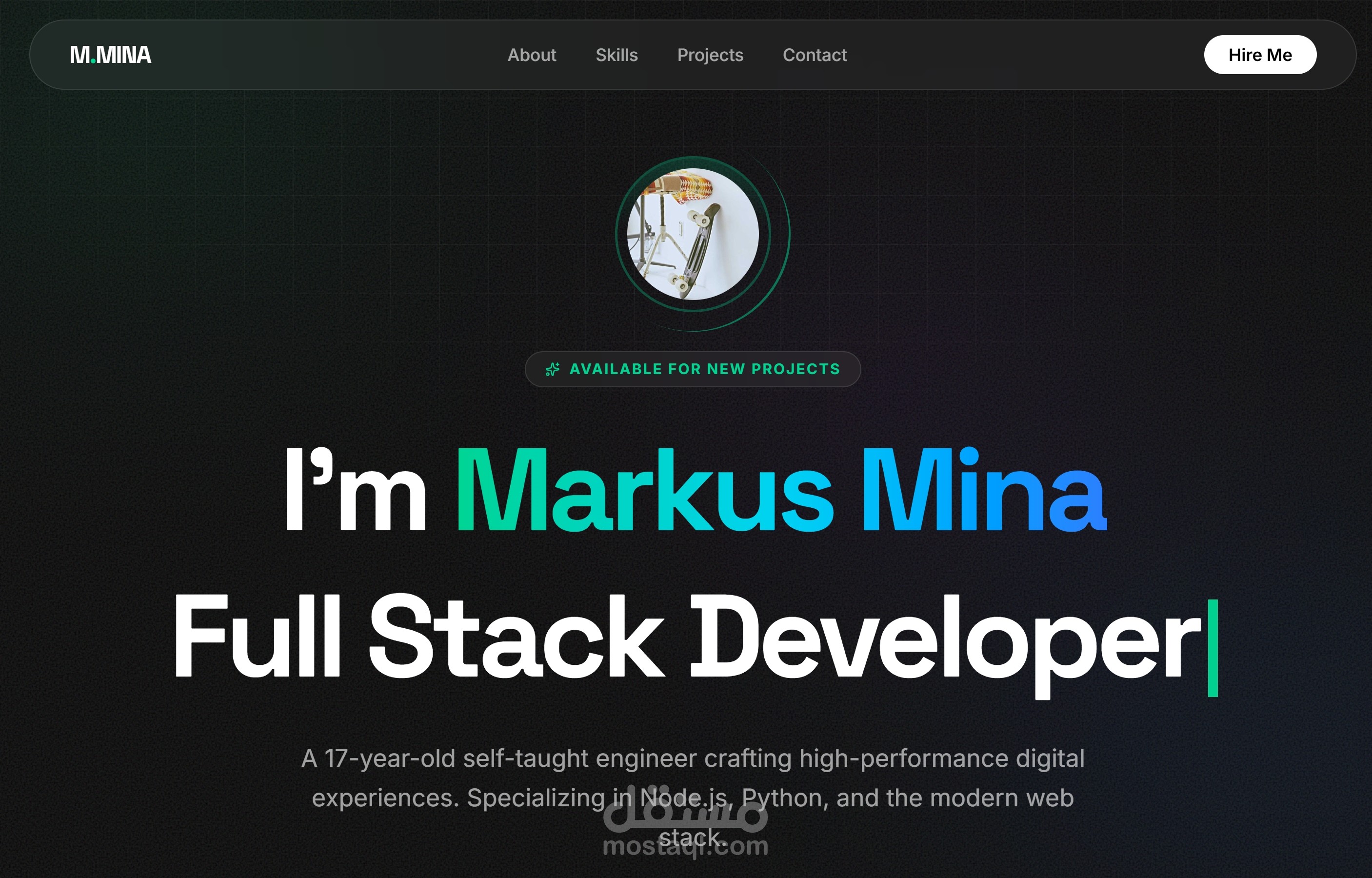 البورتفوليو الشخصي لمطور ويب – Markus Mina Portfolio