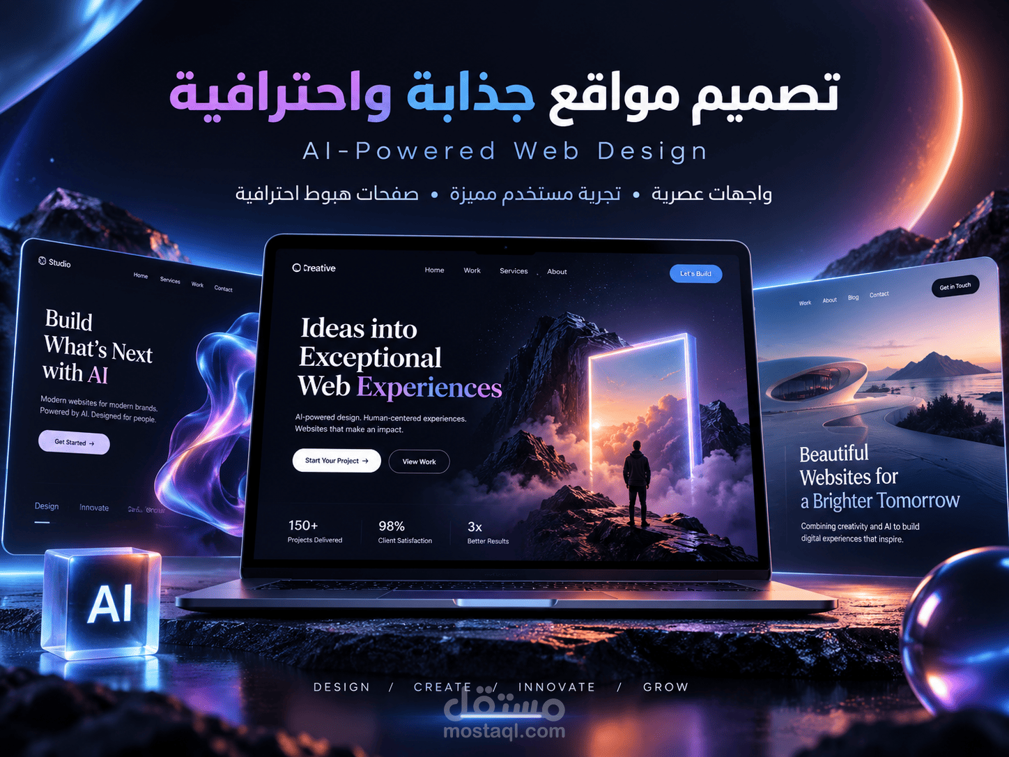 تصميم مواقع مستقبلية تفاعلية باستخدام الذكاء الاصطناعي | AI-Powered Web Design