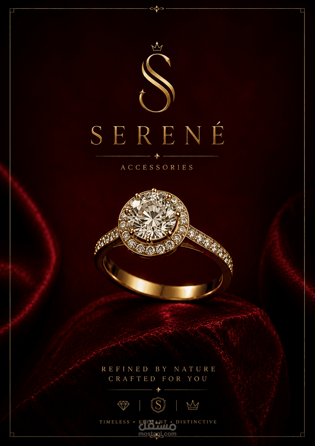 تصميم بوستر, هويه بصريه و واجهه موقع لبراند مجوهرات