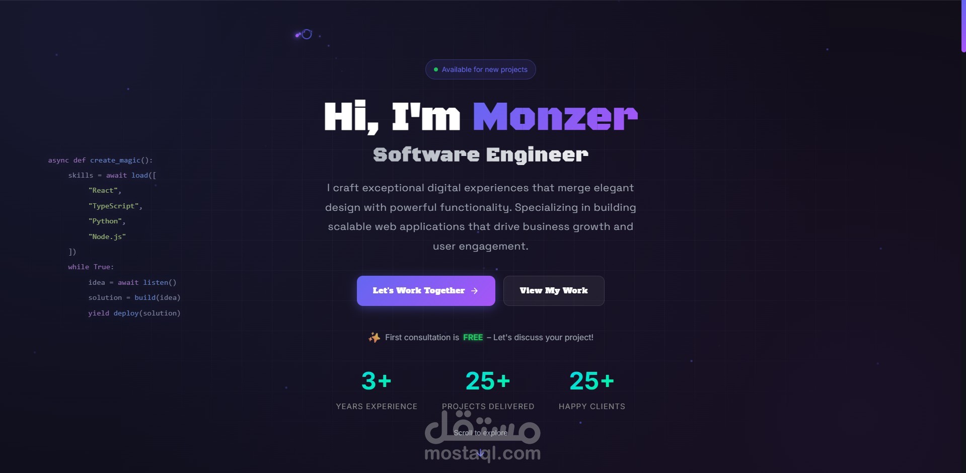 موقع تعريفي خاص بي, يحتوي على بعض المشاريع التي عملت عليها مسبقا