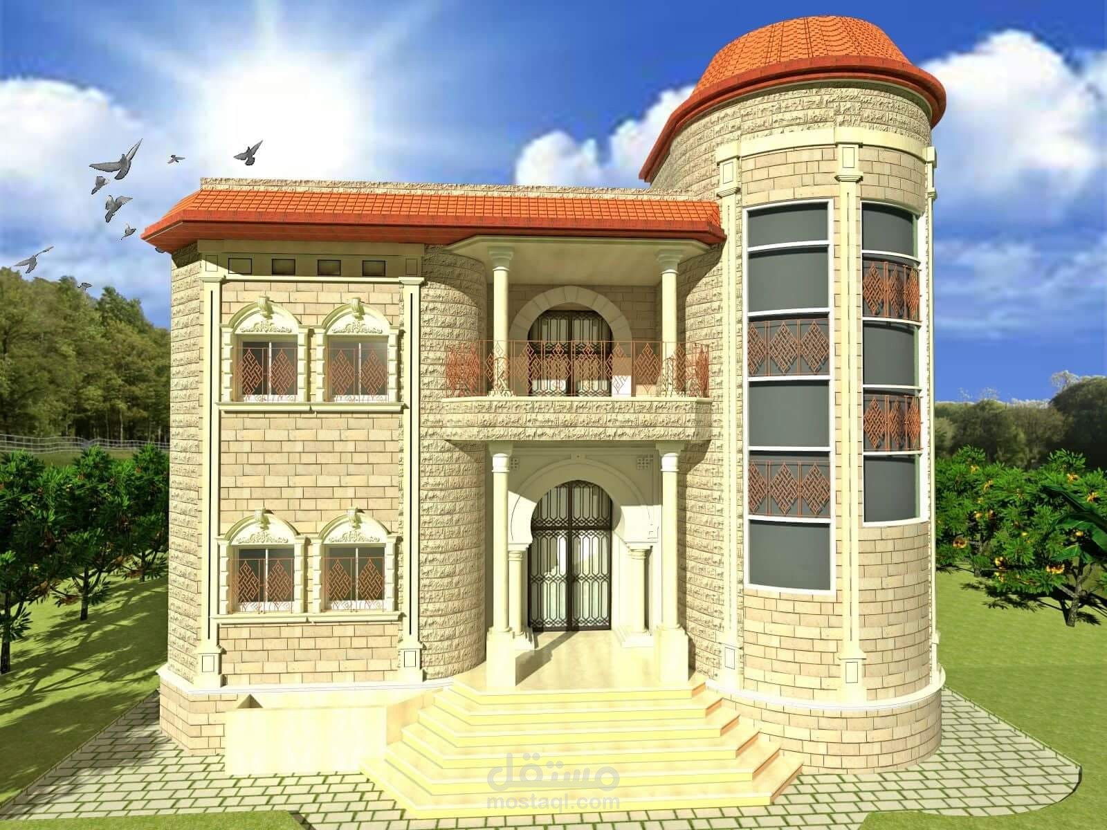 تصميم واجهة حجر قدسي