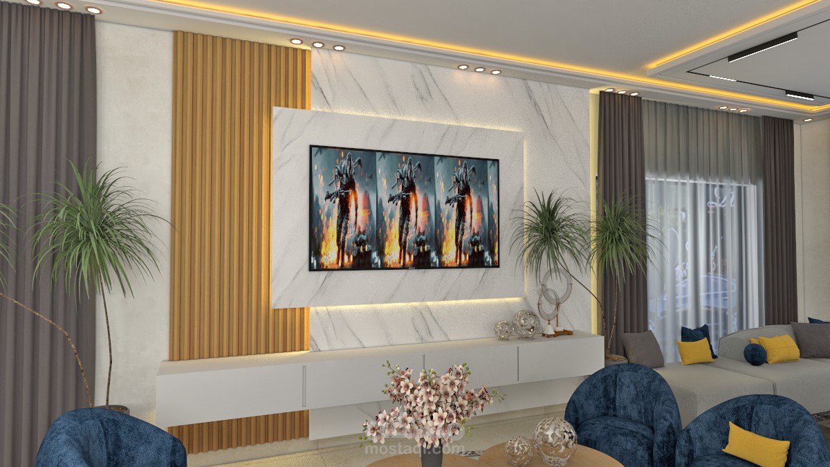 تصميم صالون مع طاولة سفرة