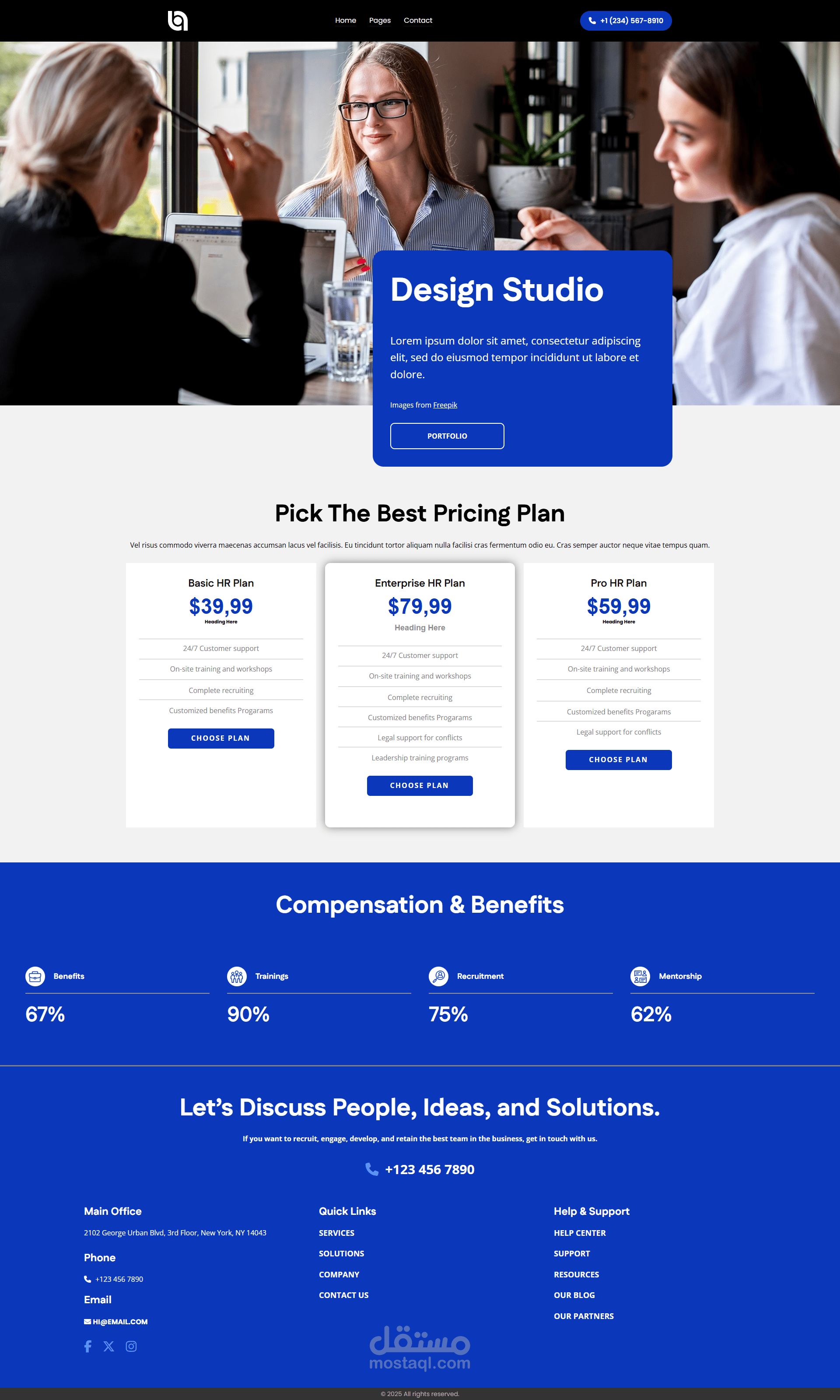 تصميم واجهة موقع شركة خدمات أعمال (Landing Page احترافية)