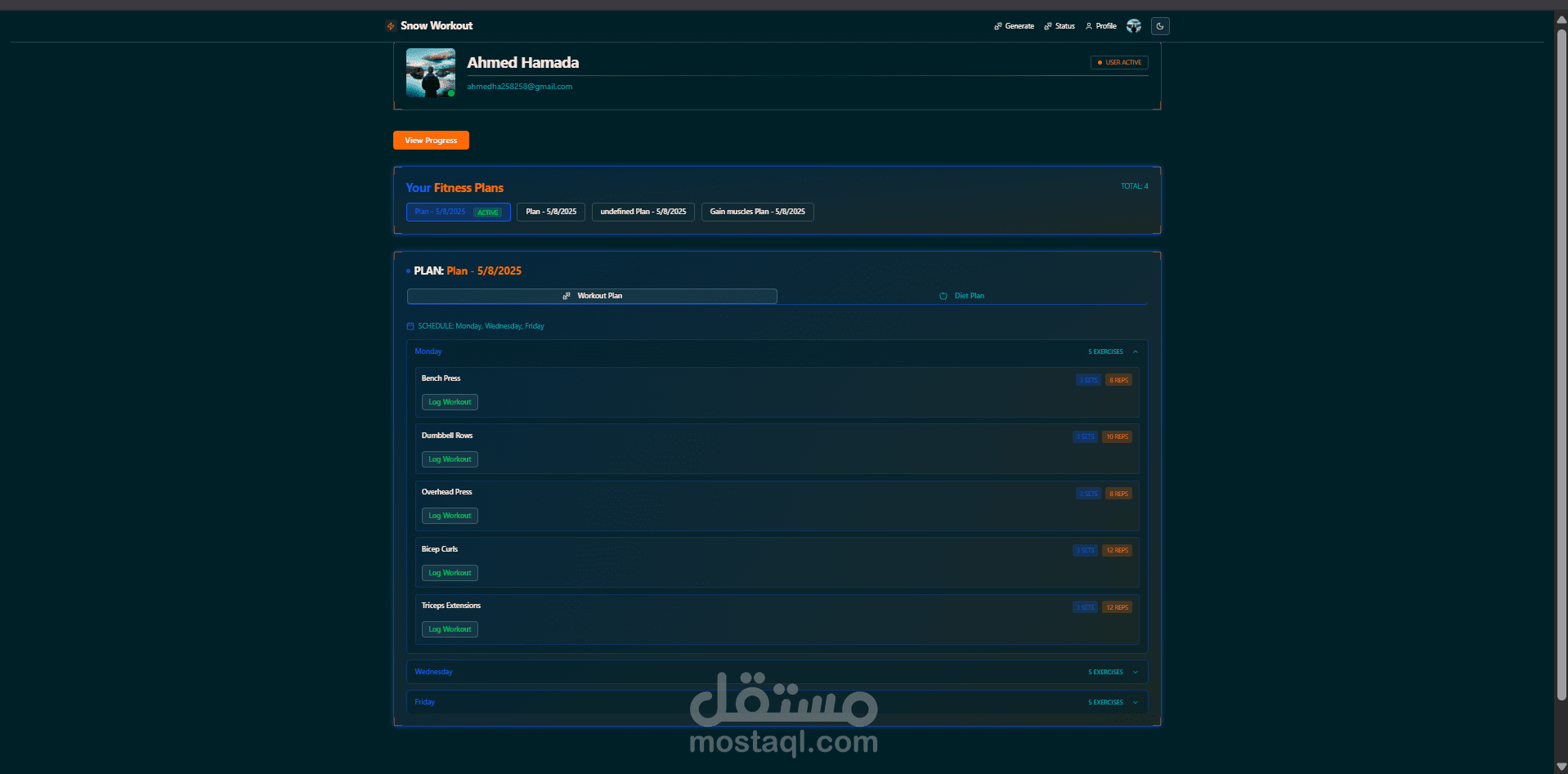 AI Fitness App – تطبيق لياقة بدنية يعتمد على الذكاء الاصطناعي (Full Stack Development)