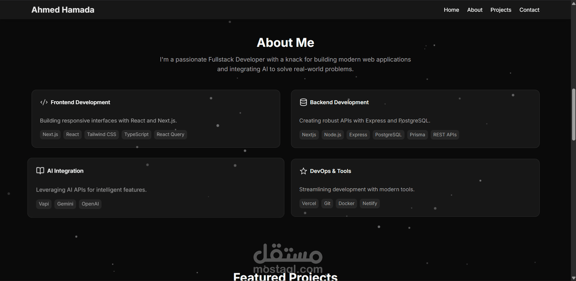 الموقع الشخصي – Portfolio Website بتصميم احترافي باستخدام Next.js