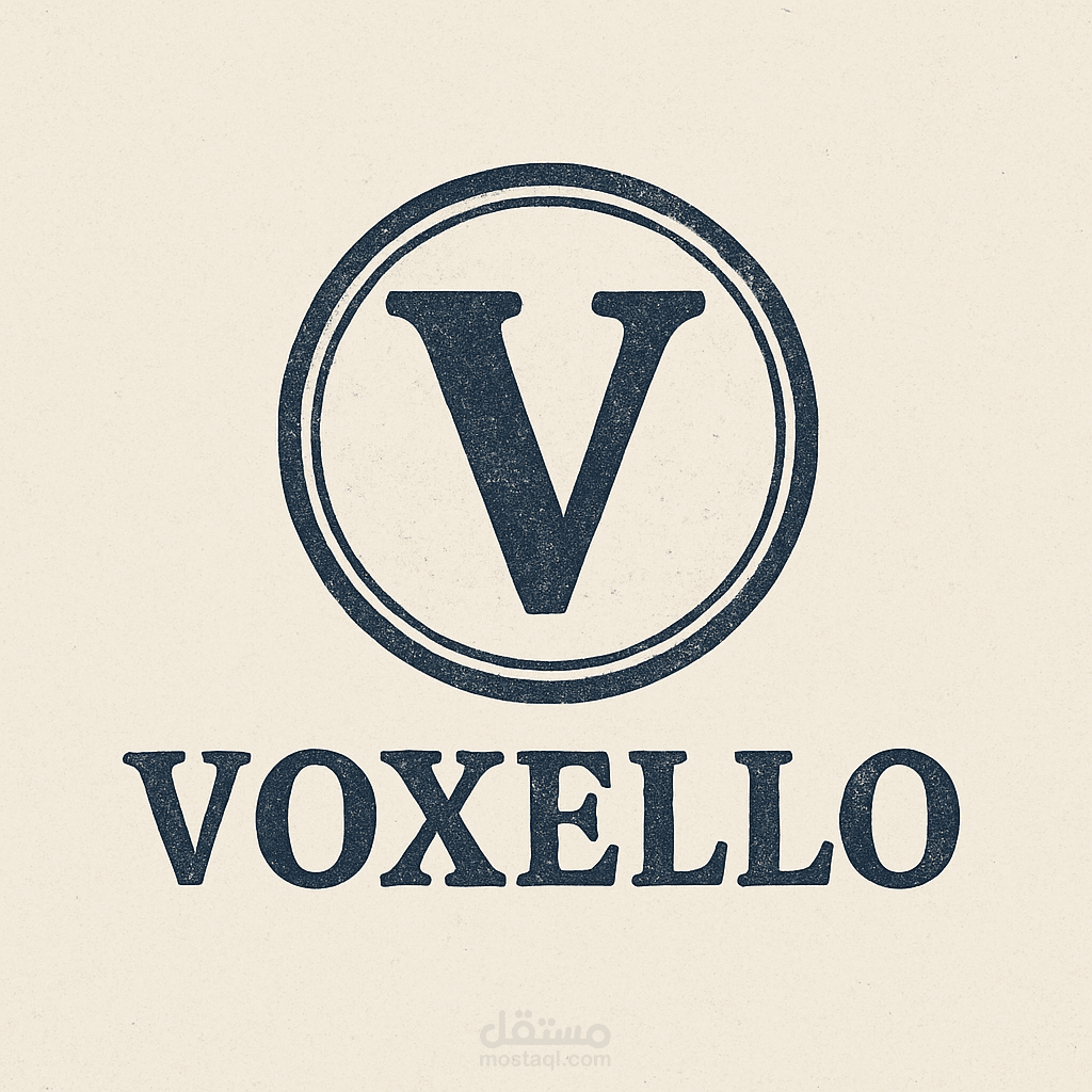 شعار كلاسيكي بالحرف V داخل دائرة – أسلوب تقليدي أنيق