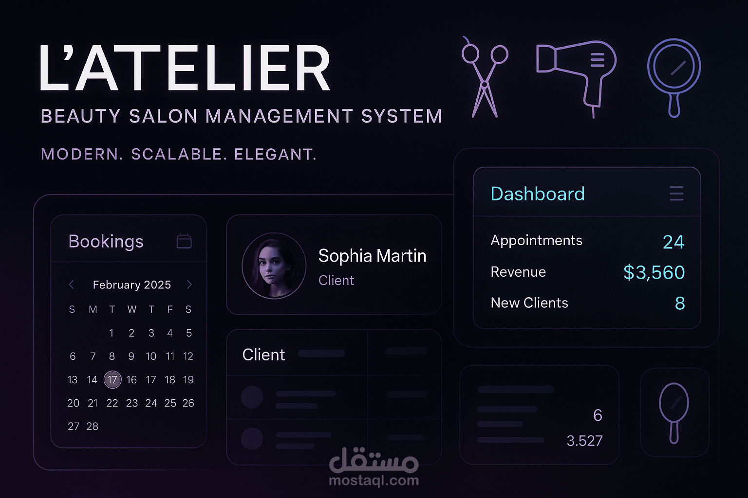 نظام إدارة صالون L’Atelier + موقع إلكتروني