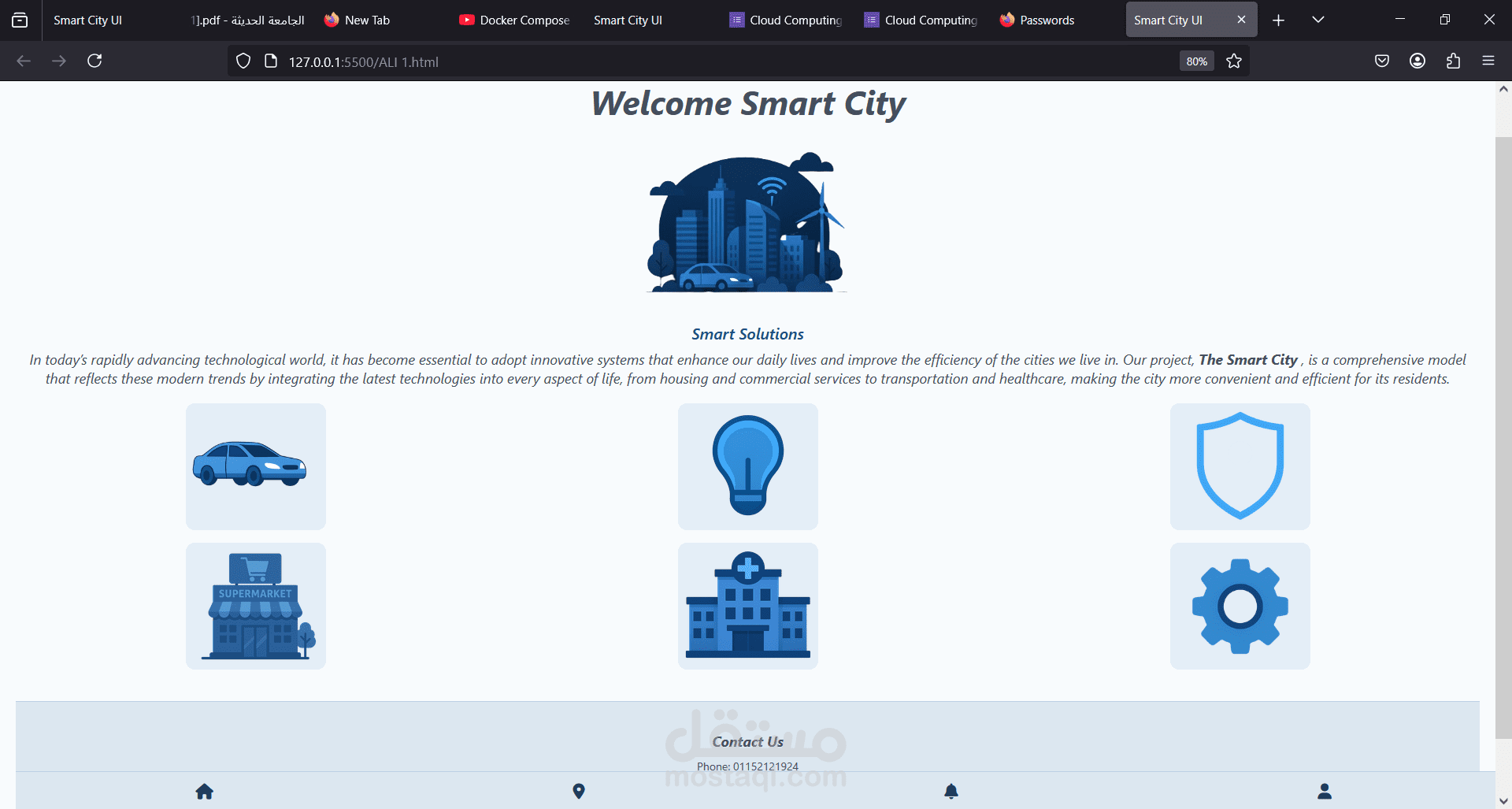 تصميم موقع الكتروني ويب  للتحكم في المدينه الذكيه