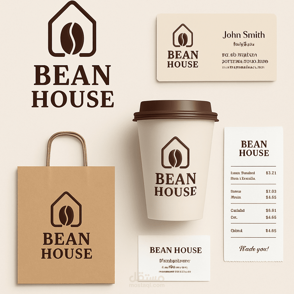 تصميم هوية تجارية متكاملة لمقهى Bean House