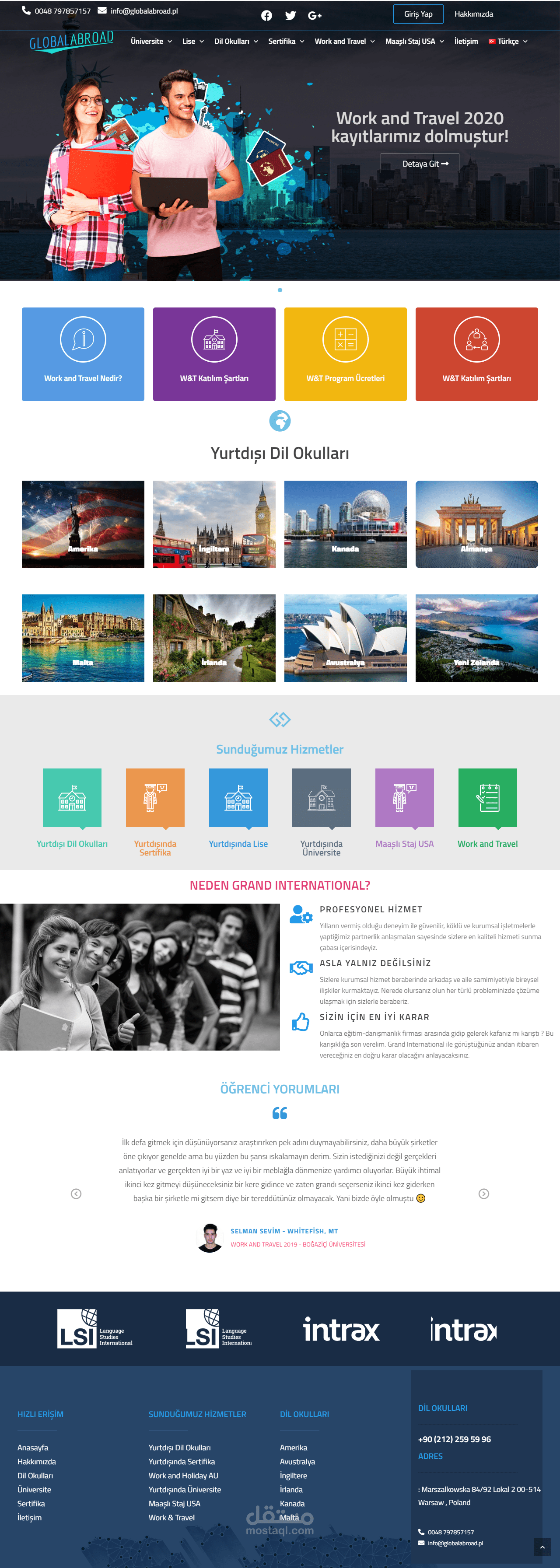 مشروع تصميم وتطوير موقع Global Abroad - خدمات التعليم والسفر حول العالم