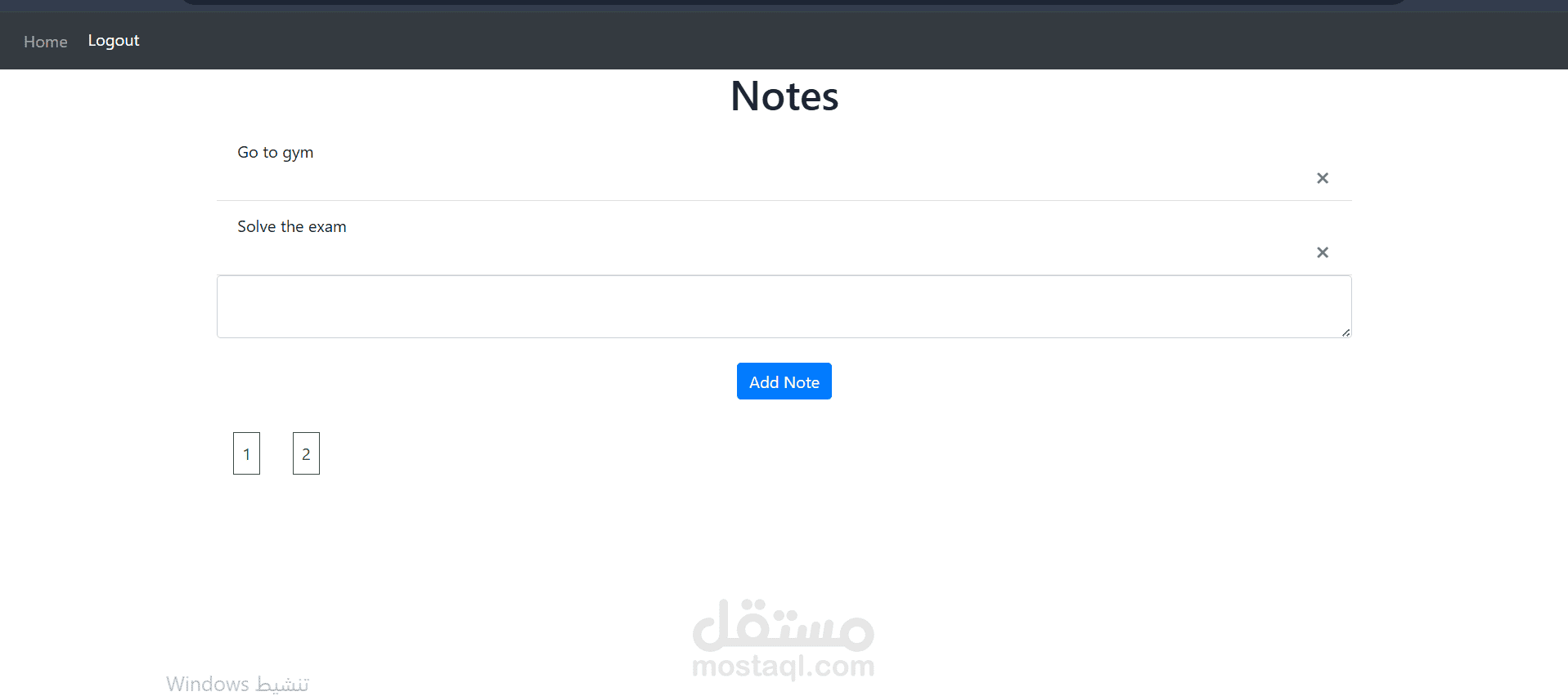 موقع ويب لتسجيل الملاحظات والاعمال اليومية طورت  NodeJs +Express وقاعدة البياناتMongoDB