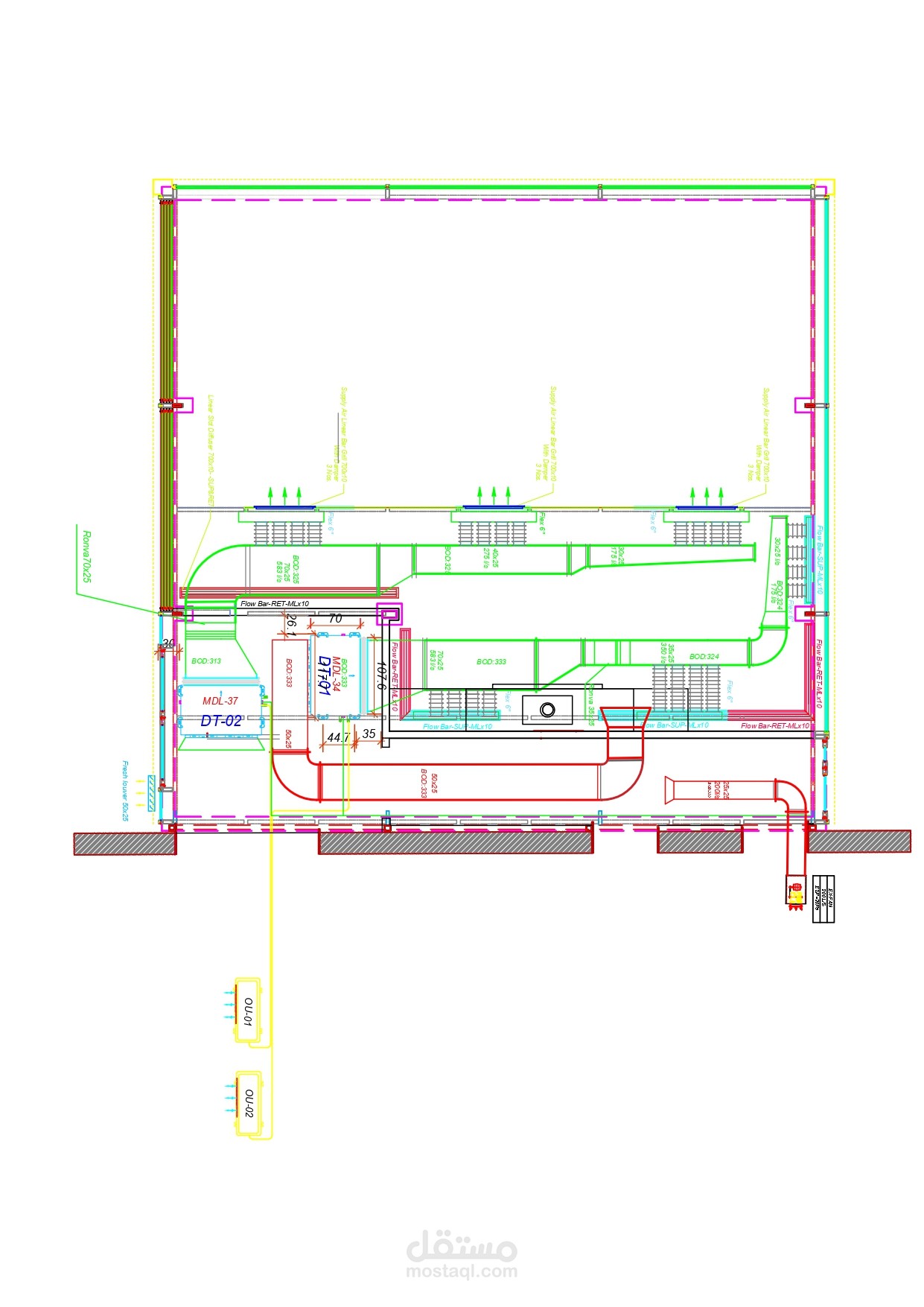تعديل مخطط هندسي بما يتوافق مع نظام التكييف.