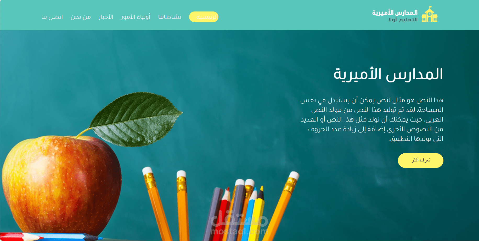 تصميم وبرمجة صفحة هبوط المدارس الاميرية