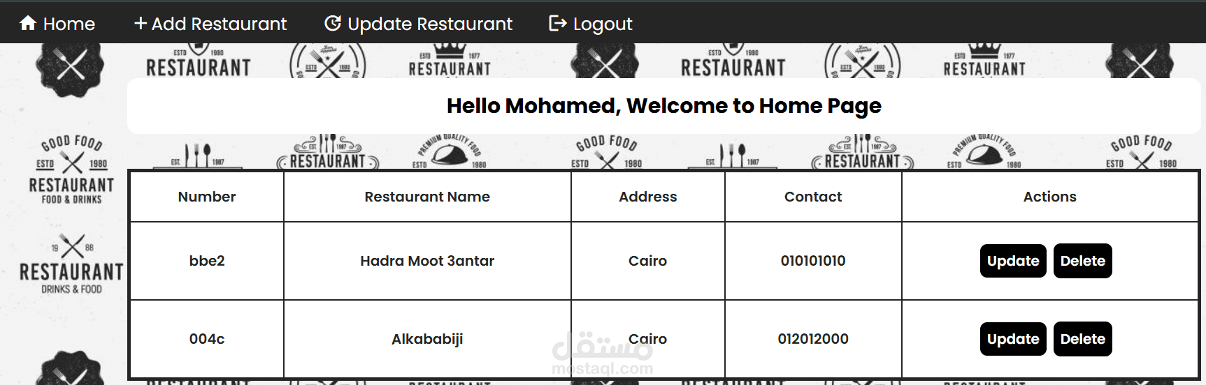 Restaurant app