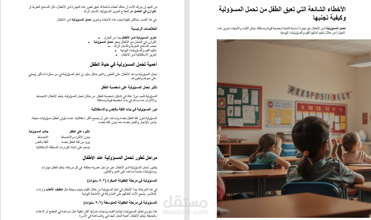 الاخطاء الشائعة التى تعيق الطفل من تحمل المسؤولية وكيفية تجنبها