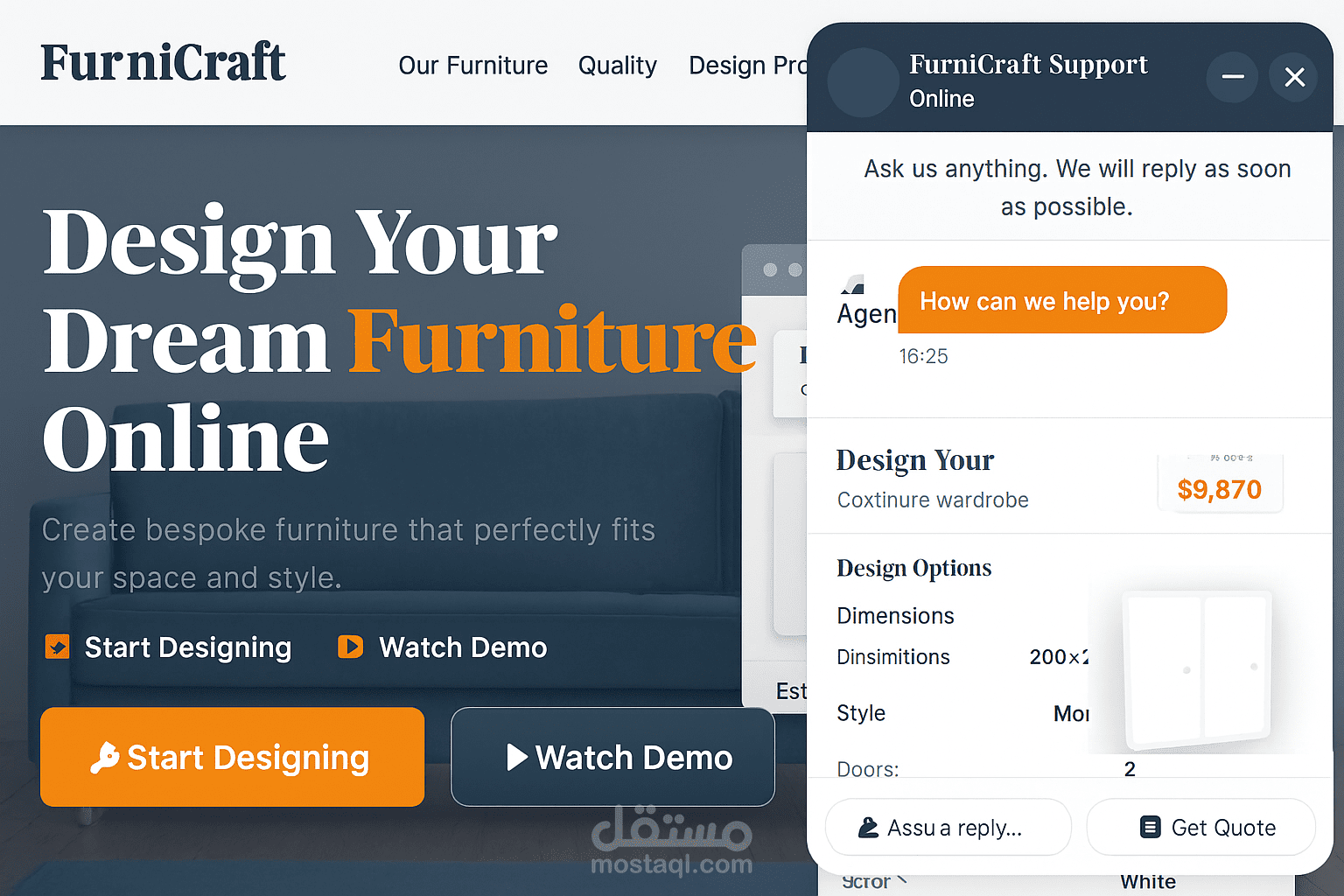 FurniCraft Pro - نظام إدارة مواقع الأثاث المخصص الأكثر تطوراً  صمم أثاثك بنفسك واطلبه أونلاين - تجربة تسوق ثورية بتقنية ثلاثية الأبعاد
