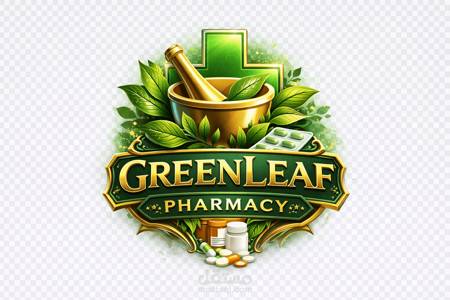 تصميم لوجو احترافي لصيدلية بخلفية شفافة | Pharmacy Logo Design