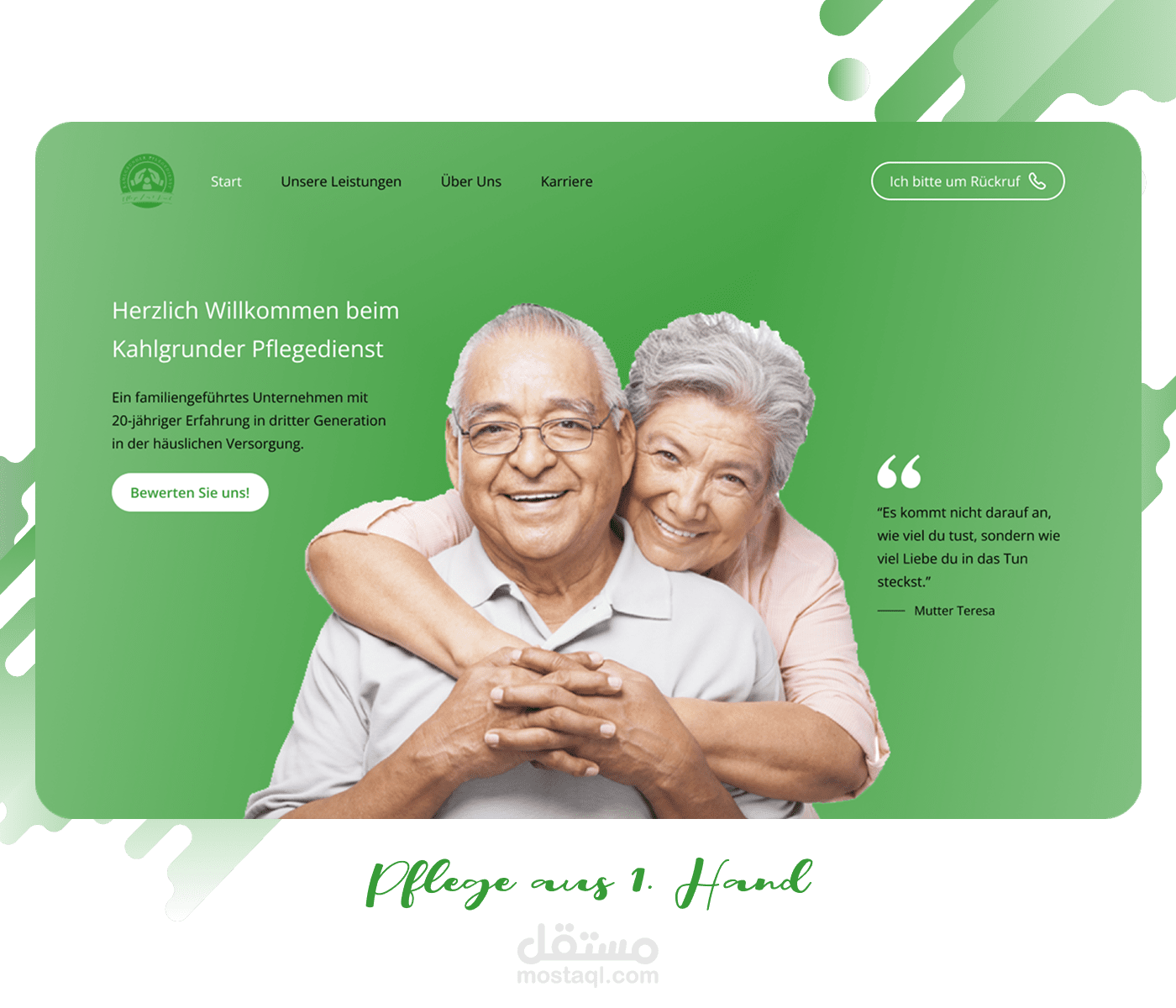 Kahlgrunder Pflegedienst-تصميم موقع ويب لدار رعاية طبية للمسنين في المانيا باستخدام فيغما