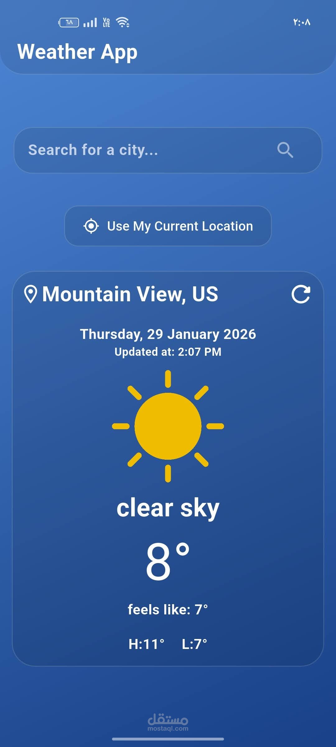 تطبيق لعرض الطقس (Weather App) احترافي باستخدام Flutter & GetX