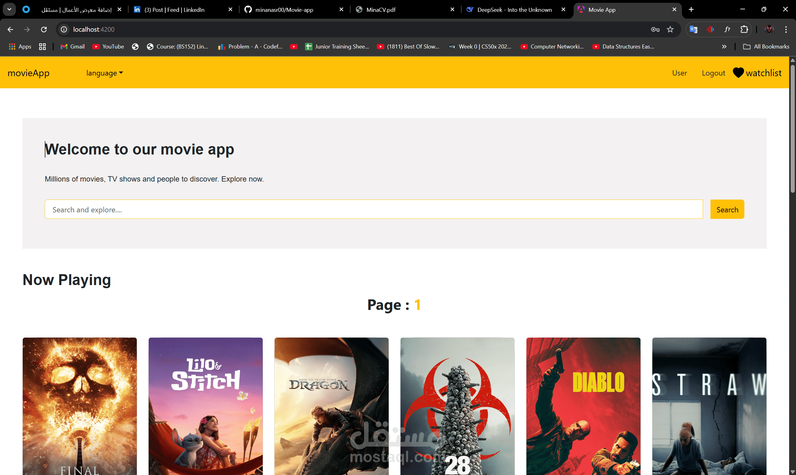 Movie Discovery App using Angular,