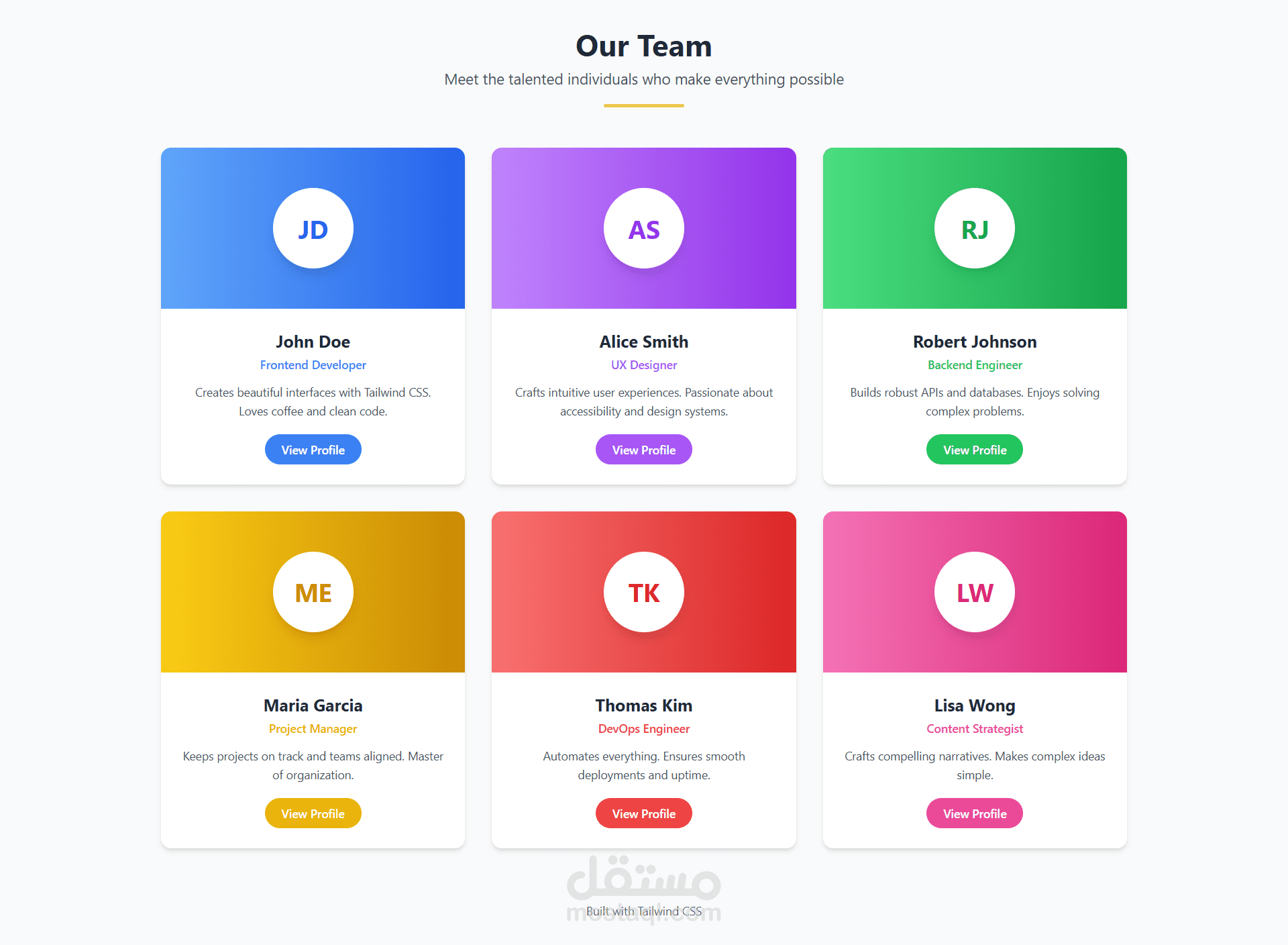 Our team: project using Tailwind CSS