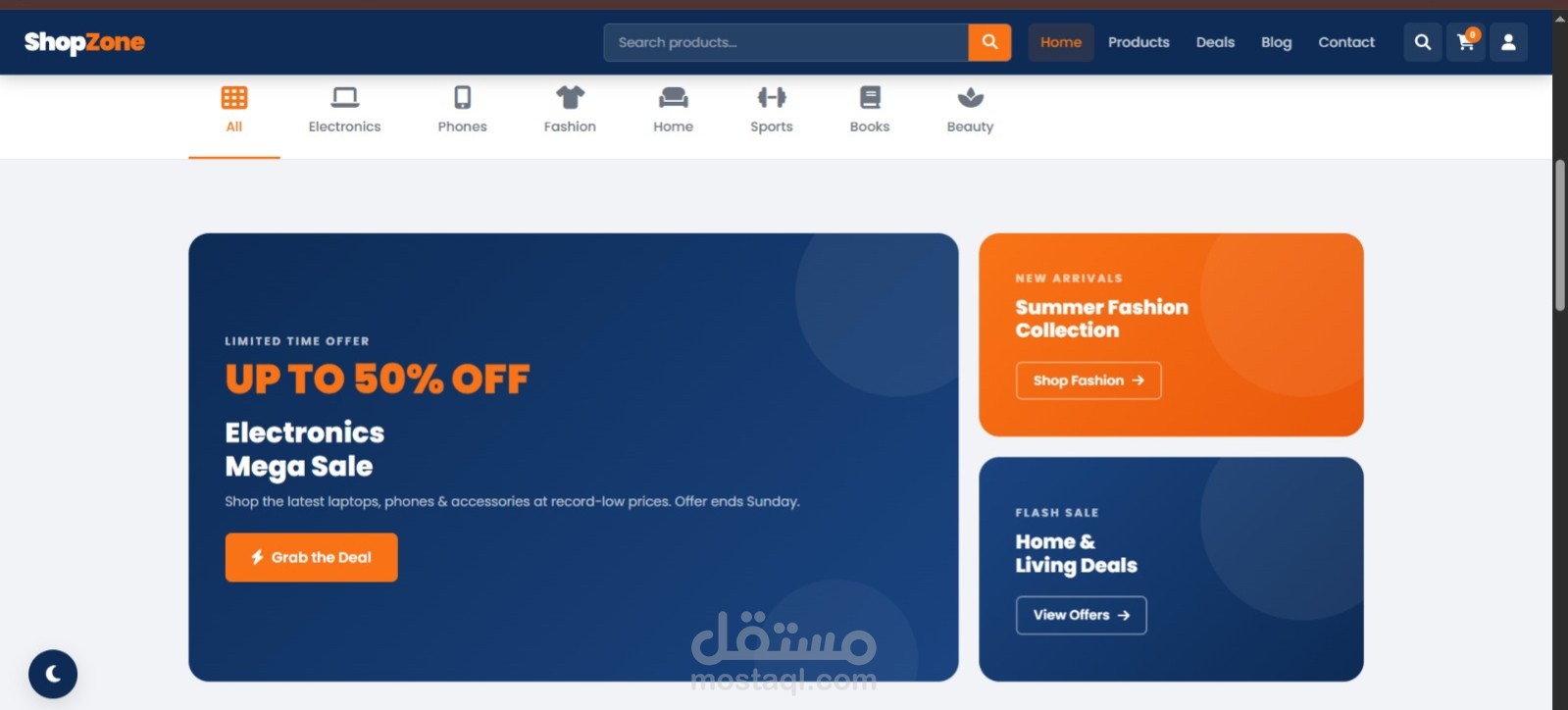 موقع تجارة إلكترونية احترافي — ShopZone