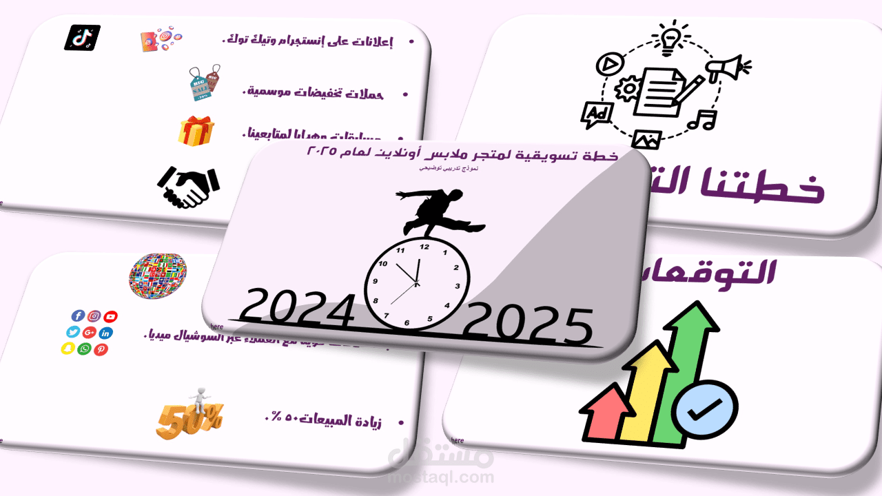 «نموذج تدريبي: عرض تقديمي لخطة تسويقية لمتجر ملابس أونلاين»
