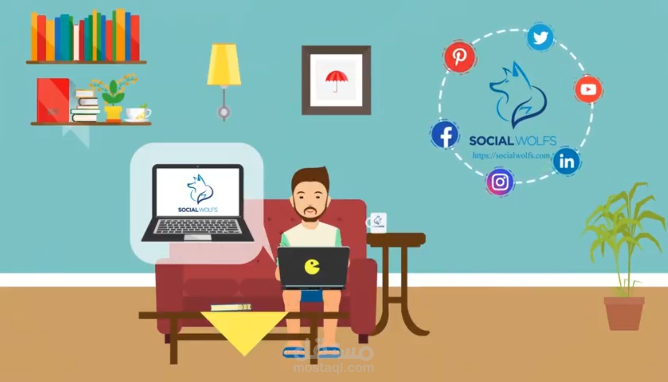 موشن جرافيك شرح موقع سوشيال وولفز (السعودية)