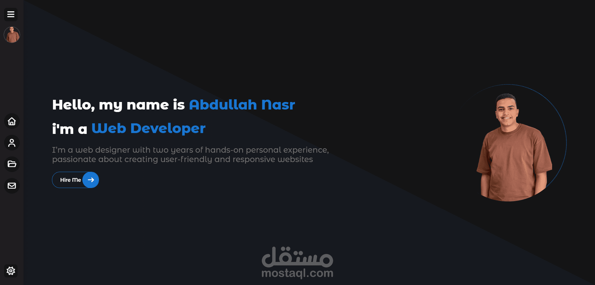 موقع شخصي لعرض المهارات والأعمال (مشروع تدريبي ضمن مسار Full Stack Mearn).