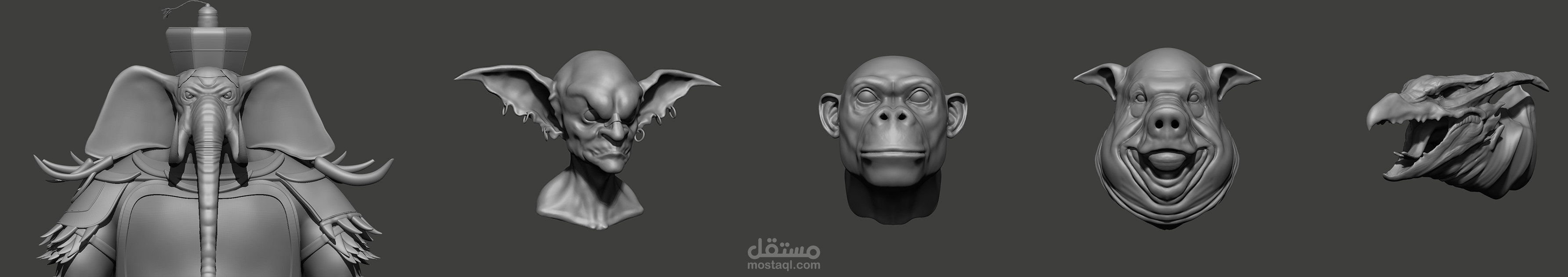 رأوس لحيوانات و وحوش - Animals and Creatures Busts