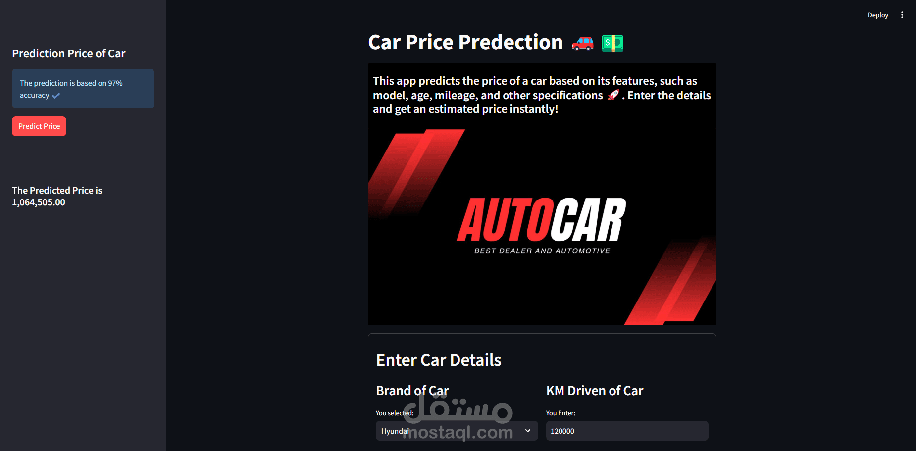 Car Price Prediction Streamlit App Using Machine Learning Models