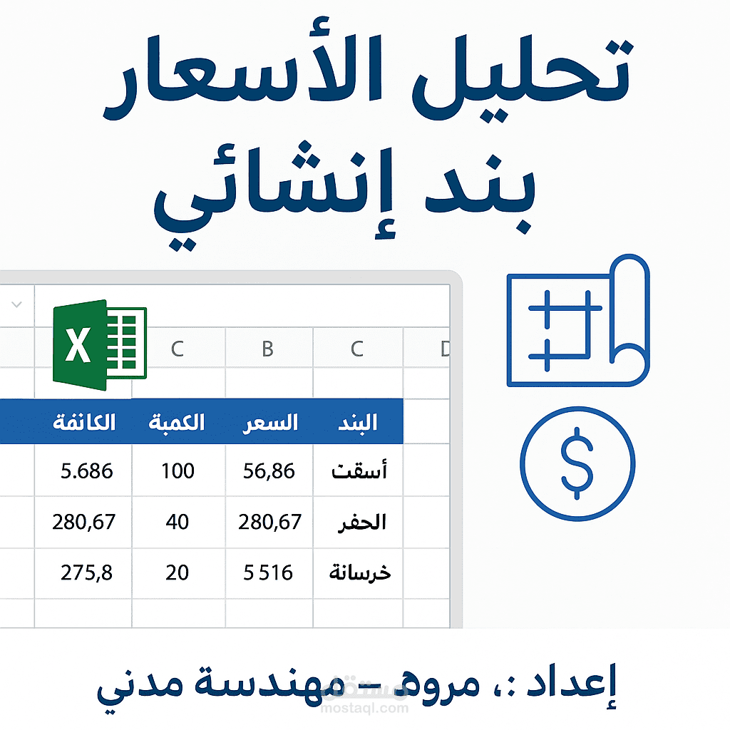 حصر كميات لمشروع صرف صحي عن طريق اكسل شيت