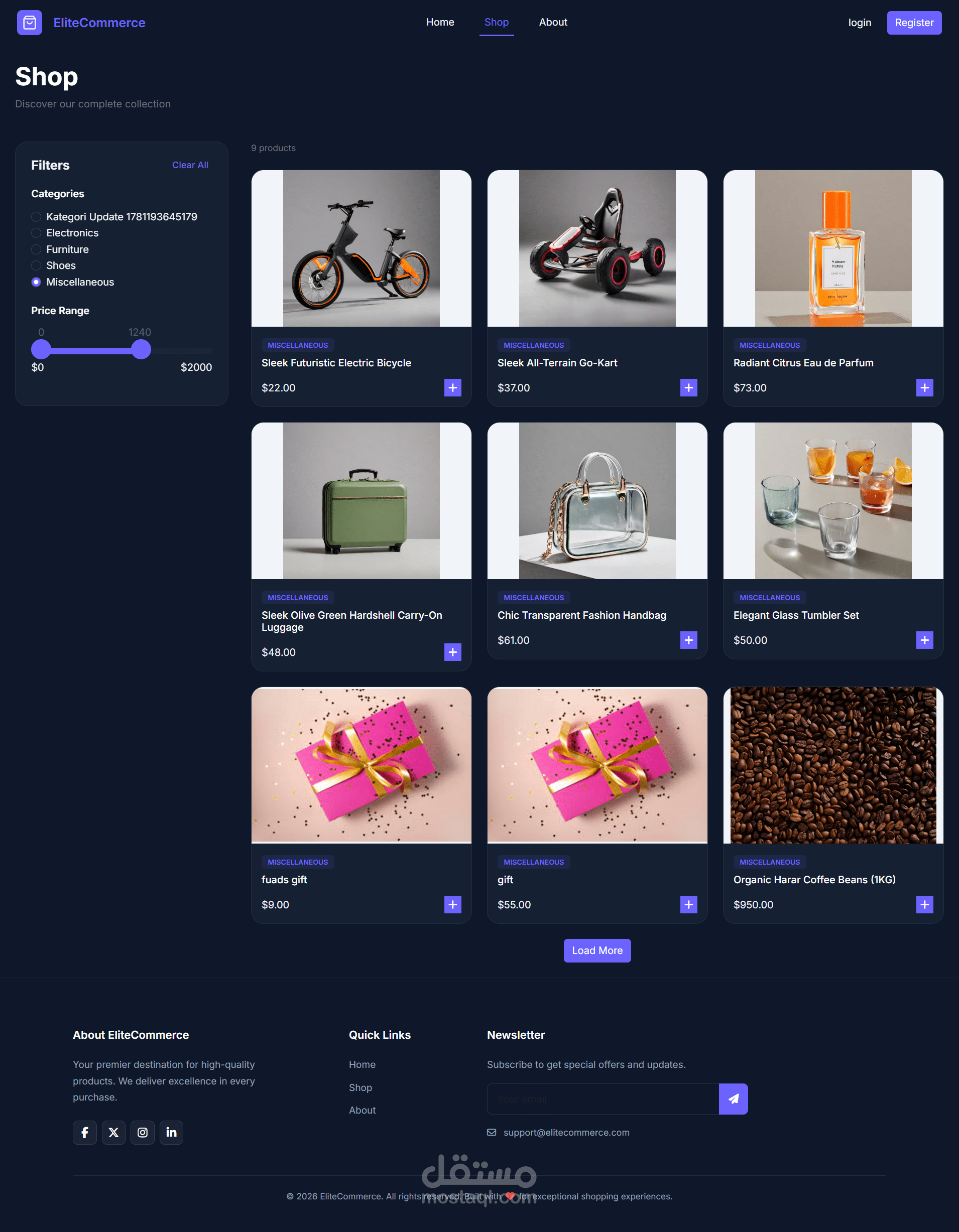 منصة متكاملة للتجارة الإلكترونية | Elite-commerce Web Application