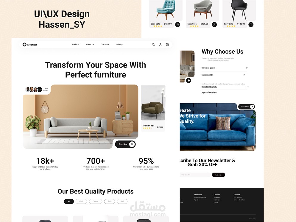 تصميم واجهات مواقع وتطبيقات احترافية باستخدام Figma (لاندينج – متاجر – حجز – والمزيد)