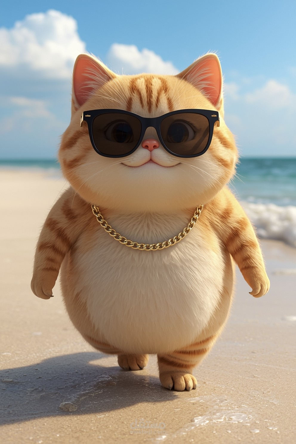 فيديو قطة على الشاطئ بالذكاء الاصطناعي (AI Generated Video)