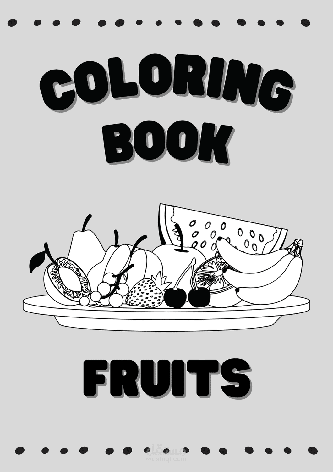 Fruits Coloring Book in Black and White Printable Style