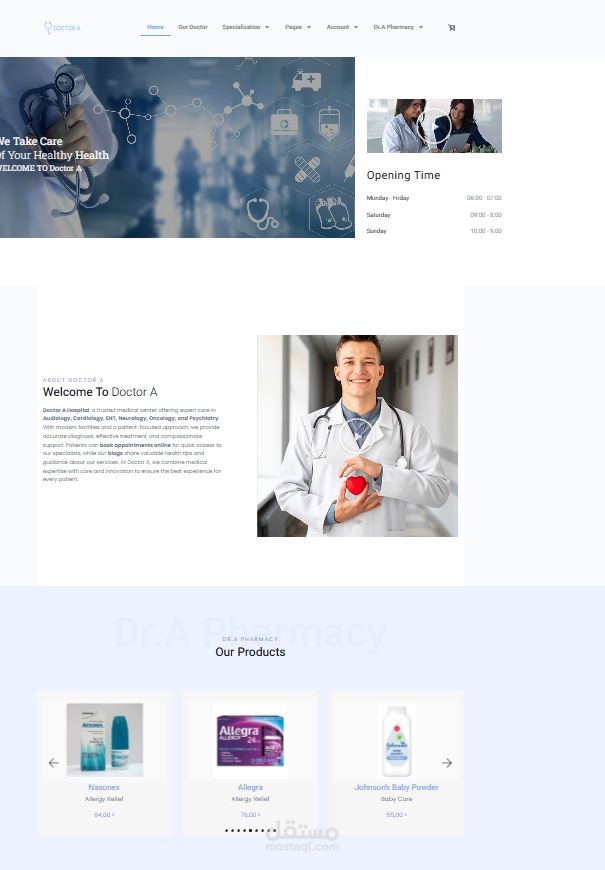 Doctor A is a WordPress website for a medical clinic.